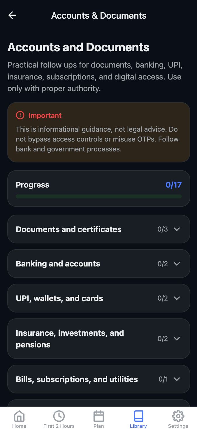 Accounts and documents tracker